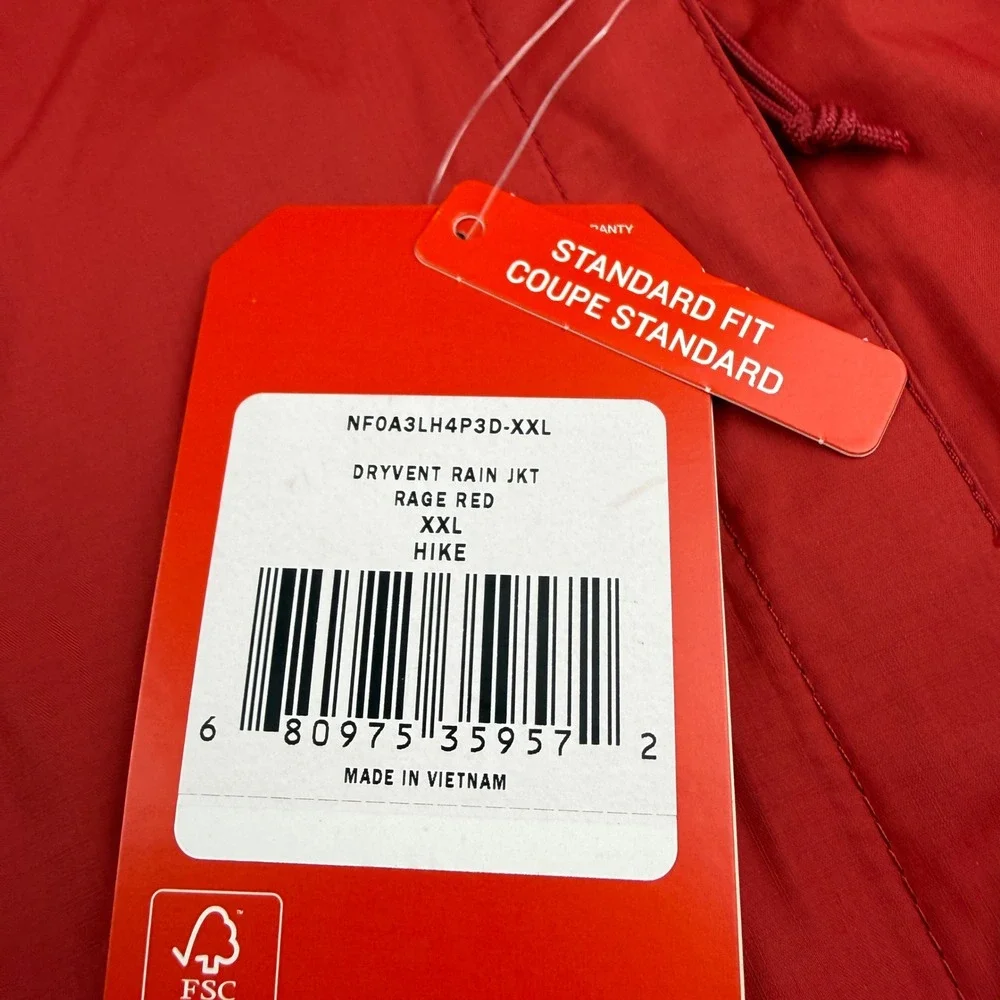 The North Face DryVent Rain Jacket Mens XXL Rage Red Waterproof Hooded NF0A3LH4